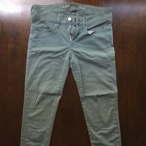 American Eagle teal super stretchy jeggings